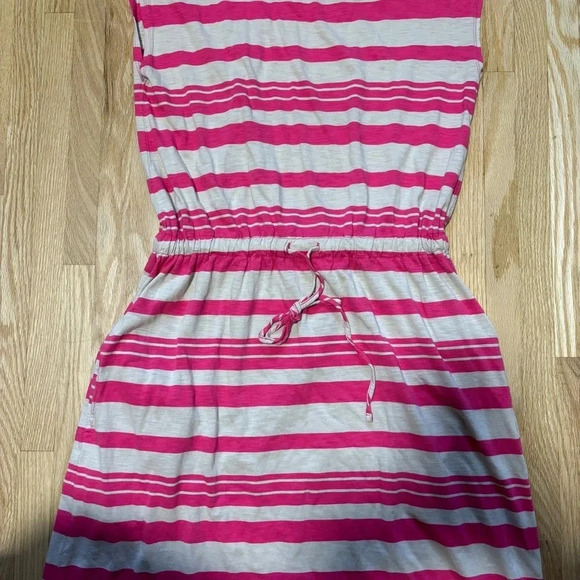 Tommy Hilfiger | Striped Maxi Dress Cinch Waist, Pockets & Gold Button Detail - Picture 3 of 12